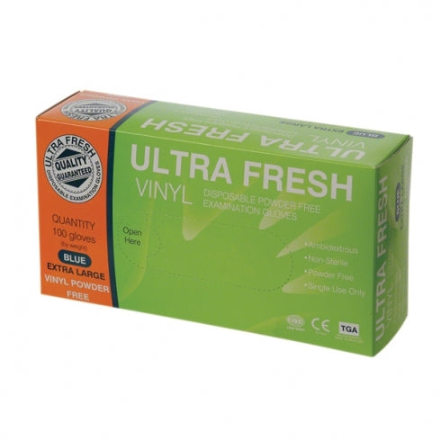 UltraFresh Disposable Vinyl Gloves Powder Free Medium