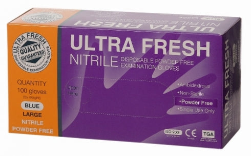UltraFresh Disposable Nitrile Gloves Powder Free Medium