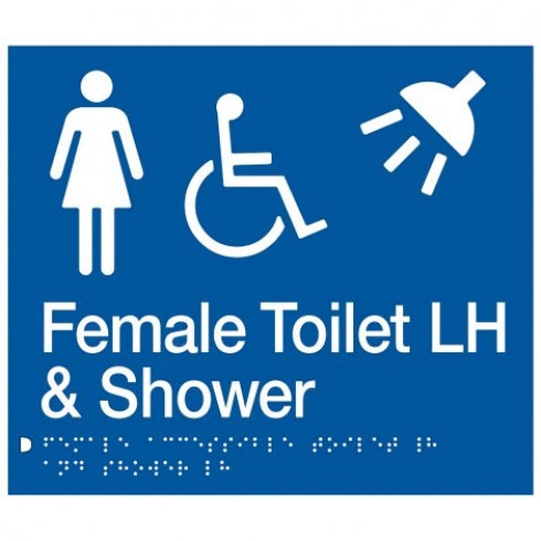 BEST BUY FDTSLH Female Accessible Toilet Left Hand and Shower Sign Braille