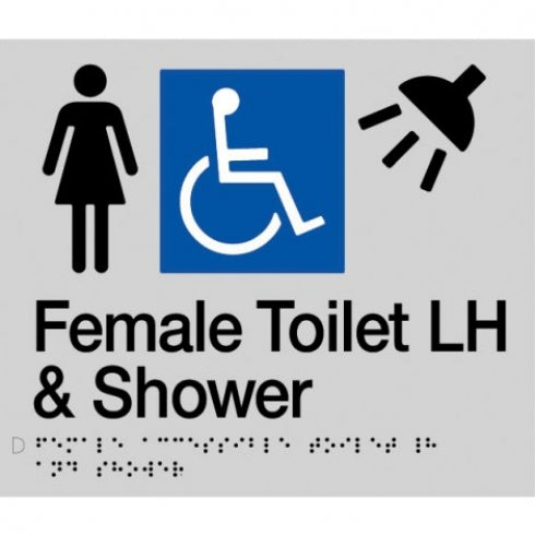 BEST BUY FDTSLH Female Accessible Toilet Left Hand and Shower Sign Braille