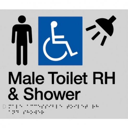 BEST BUY MDTSRH Accessible Male Toilet Right Hand and Shower Sign Braille