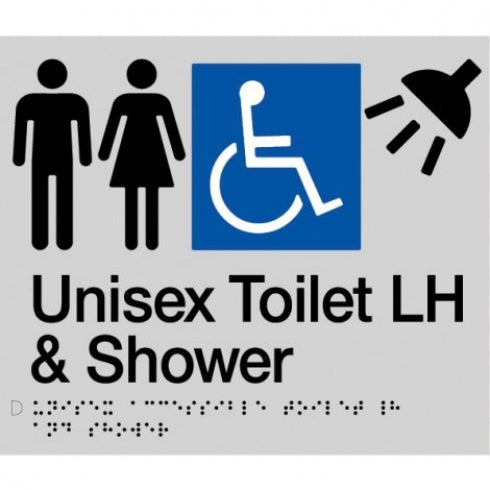BEST BUY MFDTSLH Unisex Accessible Toilet Left Hand and Shower Sign Braille