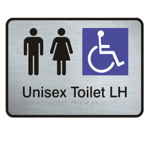 Visualise VISS-UAT Unisex Accessible Toilet Left Hand Sign with Braille