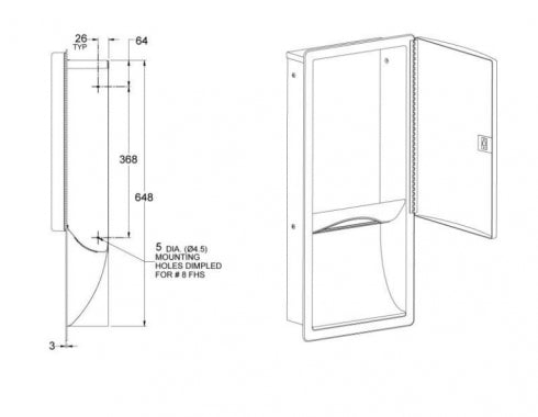 JD MACDONALD Roval 10-20452 Paper Towel Dispenser Recessed