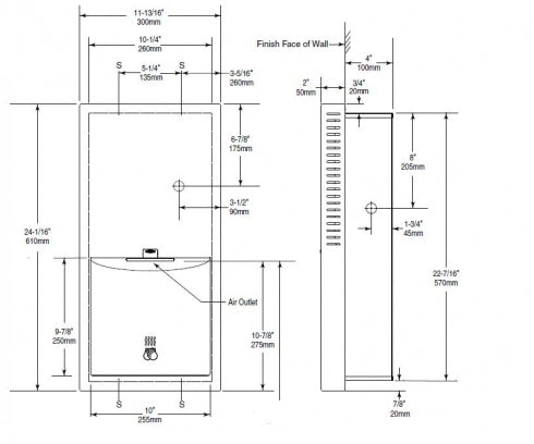 BOBRICK B3725 Hand Dryer Recessed Auto