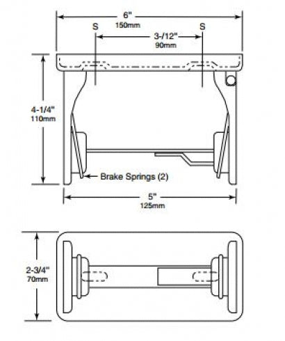 BOBRICK Classic B264 Single Toilet Roll Holder Controlled Delivery