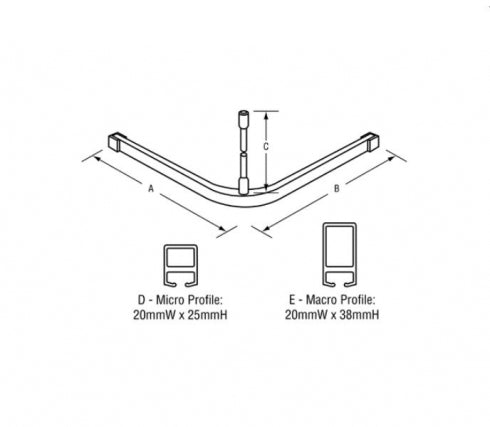 Metlam Micro ML-SCT Shower Curtain Track L Shaped