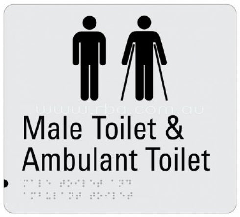 RBA Budget Braille Sign RBA4330-829 Male Toilet and Ambulant Toilet Sign