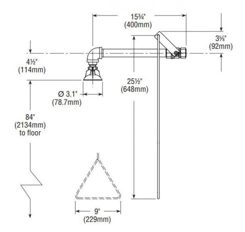 Bradley Emergency S19-120 Drench Shower Horizontal