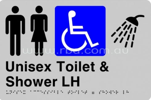 RBA Stainless Braille Sign RBA4330 Unisex Disabled Toilet LH and Shower