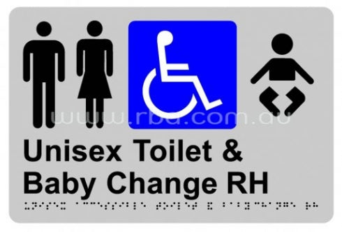 RBA Stainless Steel Braille Sign RBA4330 Unisex Disabled RH and Baby Change