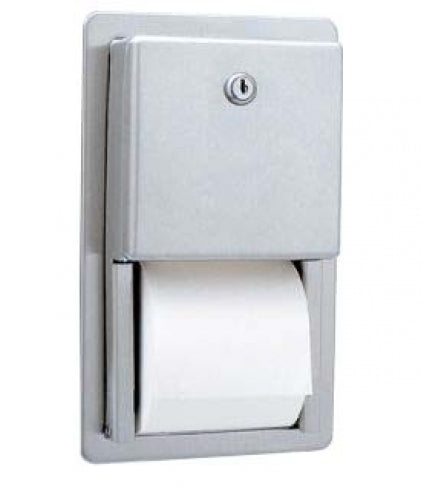 BOBRICK Classic B3888 Double Toilet Roll Dispenser Recessed