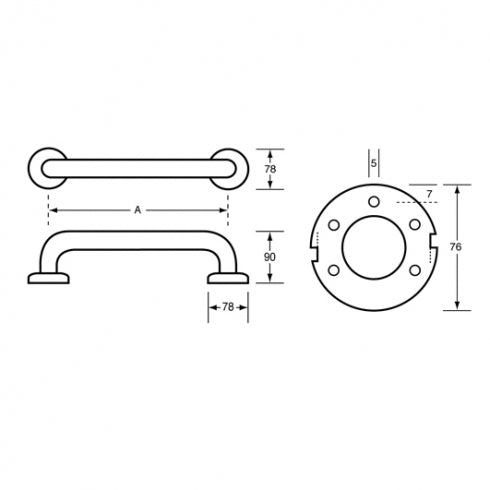 Metlam Antimicrobial ANMB Grab Rail Straight
