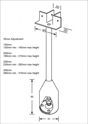 Metlam Partition 122 Pedestal Leg T Piece Foot Assembly