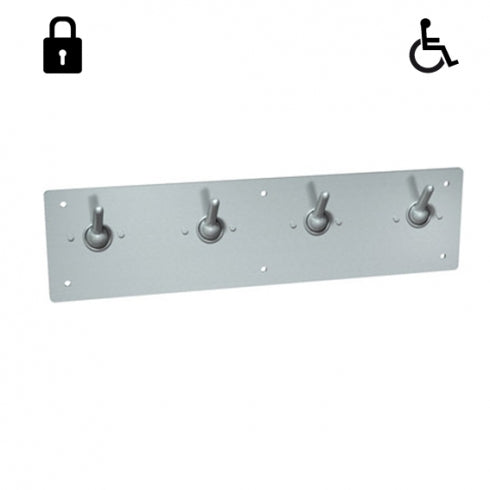 JD MACDONALD Security 10-129 Clothes or Towel Hook Strip 4 Collapsible Hooks