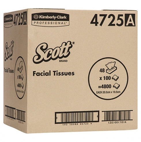 Scott 4725 Scott Facial Tissues 2 Ply 100 Sheets White