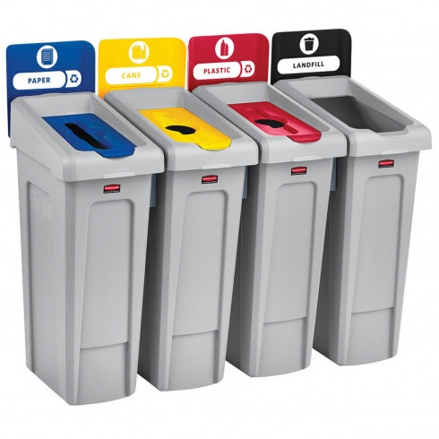 Rubbermaid Slim Jim Recycling Station 2007910 Billboard Black