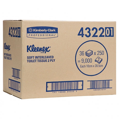 Kleenex 4322 Executive Soft Interleaved Toilet Tissue Paper 2 Ply Bulk Buy