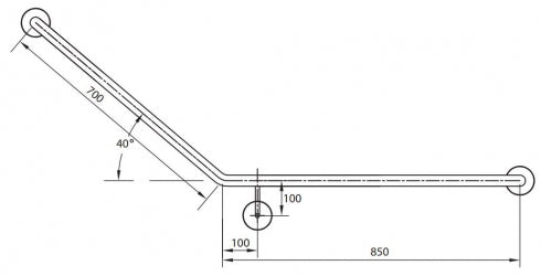 RBA Toilet Grab Rail Set 40 Degree 850 x 700mm