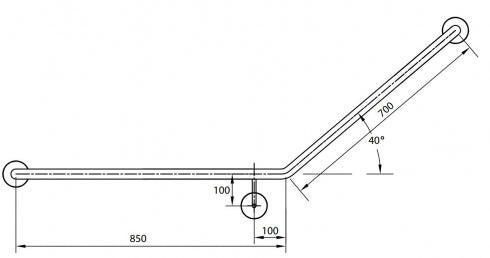 RBA Toilet Grab Rail Set RBA4040-345 850 x 700mm Plus 450mm Straight Rail