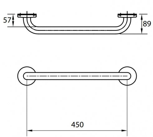 RBA Toilet Grab Rail Set RBA4040-345 850 x 700mm Plus 450mm Straight Rail