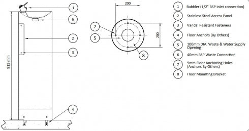 RBA RBA8903 Drinking Fountain Floor Mounted