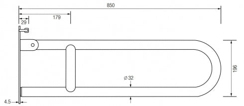 RBA RBA4007 Drop Down Rail Simple 850mm Long