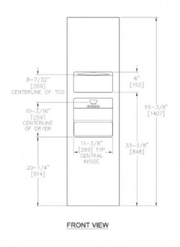JD MACDONALD Turbo Piatto 10-64672-2-00 3 In 1 Combo Unit Towel Dispenser Hand Dryer and Waste Bin 26L