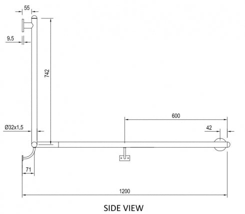 RBA Raffaello RBA4601 2 Wall Grab Rail Wraparound Accessible