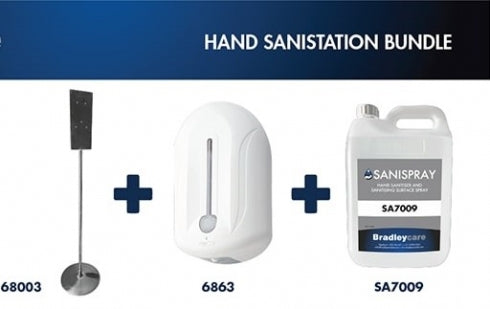 Bradley CleanHands Stand Dispenser and Spray Refill Bundle