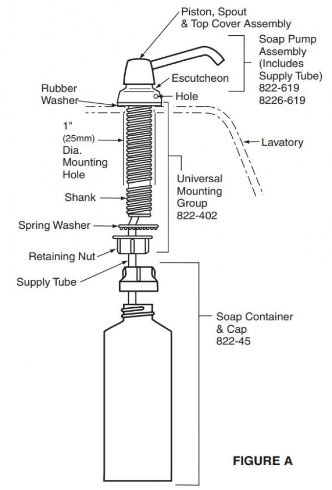 BOBRICK Top-Fill Replacement Parts for 822 Soap Dispenser