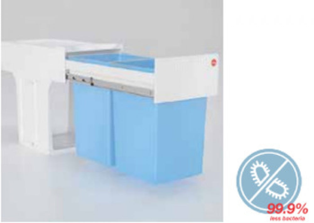 Hafele Hailo Tandem AntiBak Waste Bin 2 x 15L Antibacterial