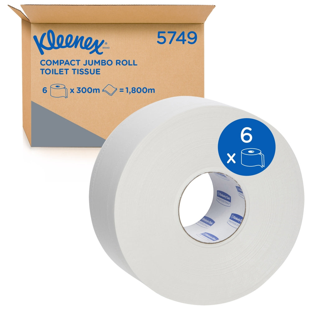 Kleenex 5749 Compact Jumbo Toilet Tissue Roll 2 Ply 300m