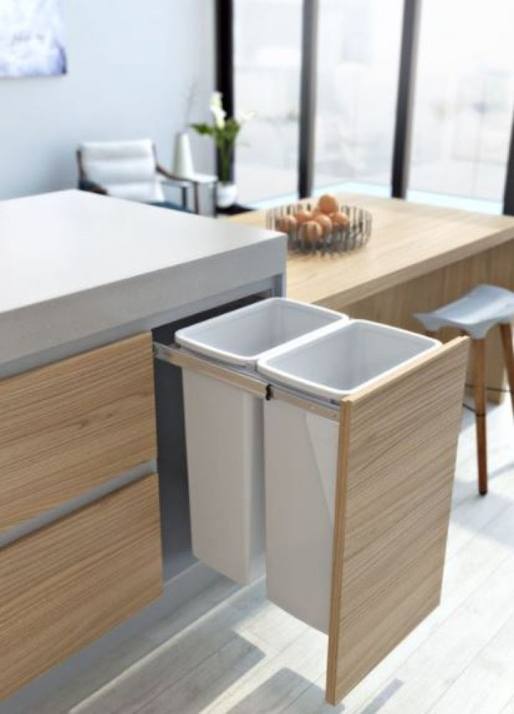 Hafele Hideaway Compact Pull-Out Waste Bin 2 x 40L