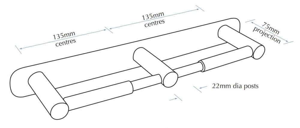Bradley Regent Double Toilet Roll Holder With Backplate