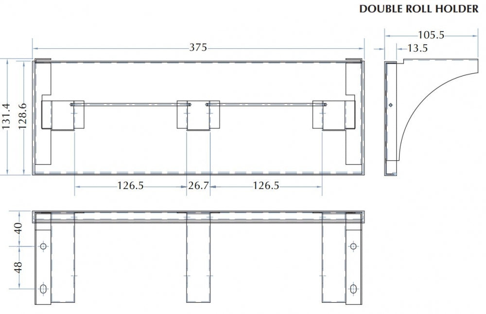 Bradley 5263 Double Toilet Roll Holder with Shelf