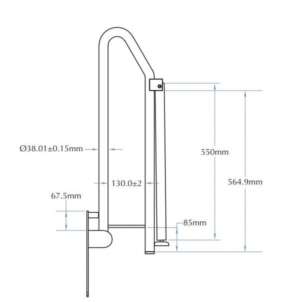 Bradley 812-102-AT Bariatric Drop Down Grab Rail with Leg