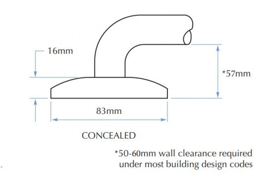 Bradley 832 Grab Rail Rear Wall 45 Degree Left Hand with Underslung