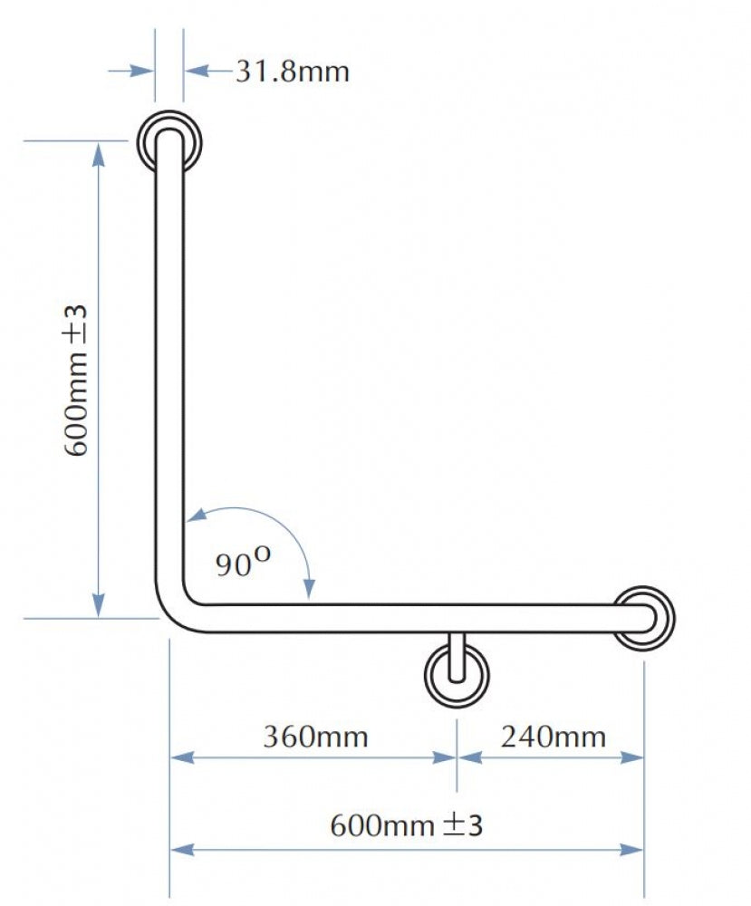 Bradley 832 Ambulant Toilet Grab Rail Right Hand