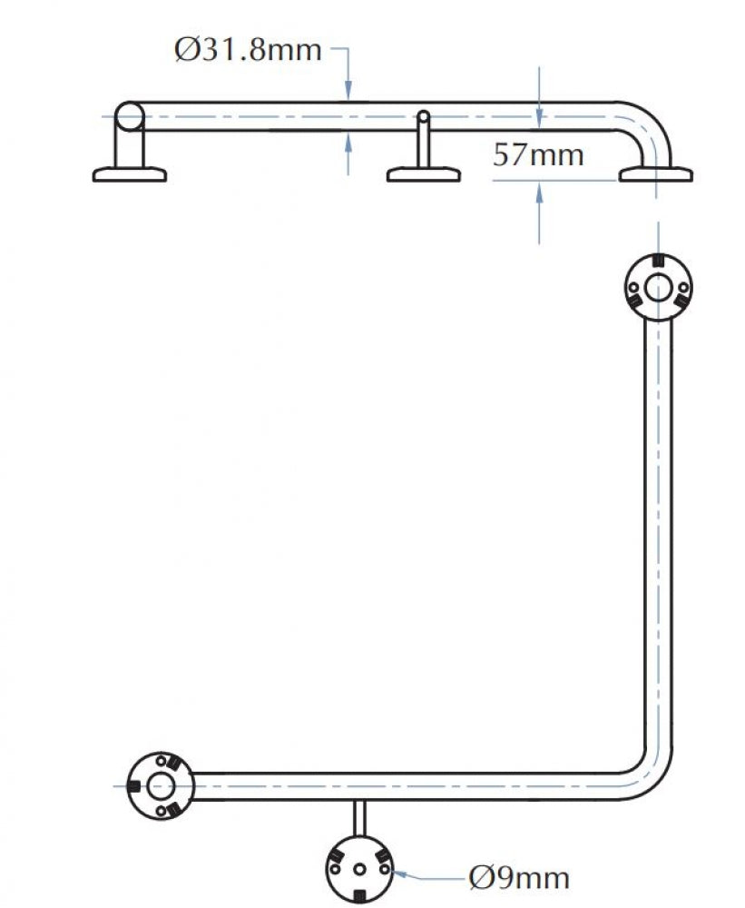Bradley 832 Ambulant Toilet Grab Rail Right Hand
