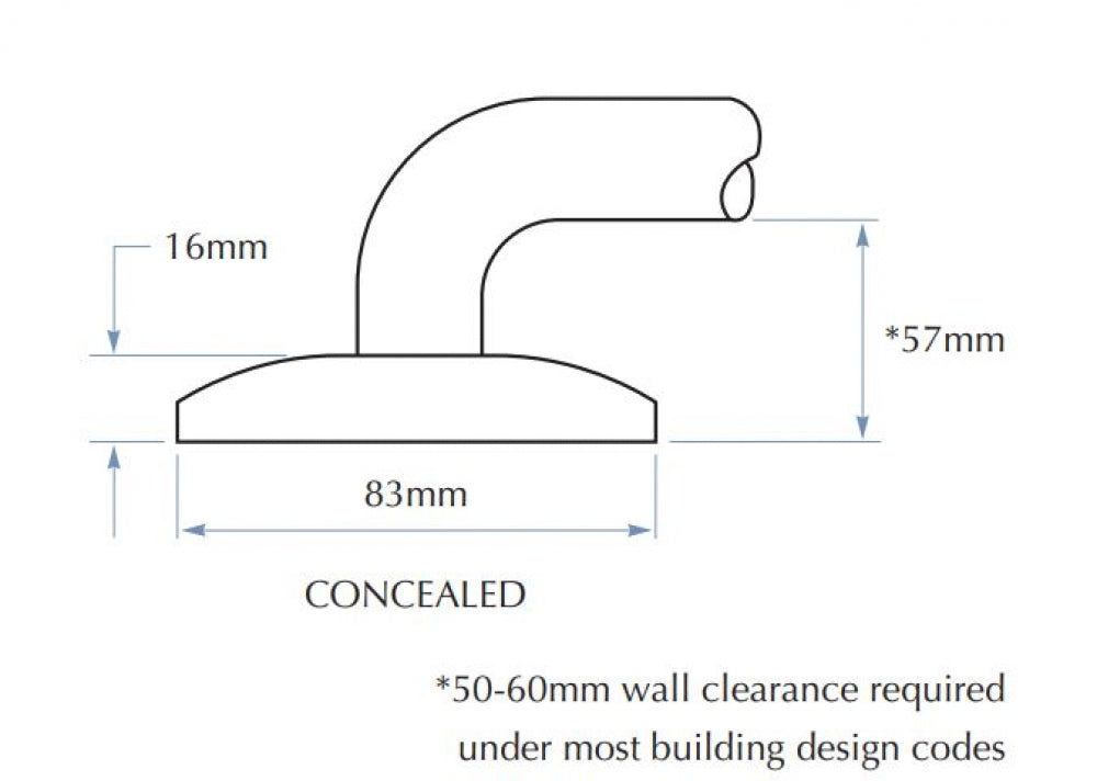 Bradley 832-2 Toilet Grab Rail 90 Degree Left Hand Peened Grip