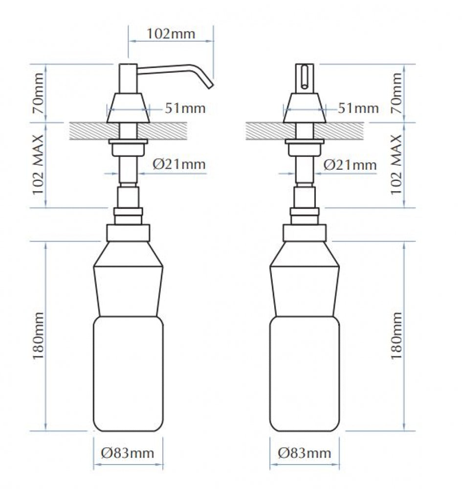Bradley 6324 Bench Mounted Liquid Soap Dispenser 1L