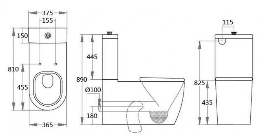 Bradley Aquala Care Disabled Toilet Suite Wall Faced Rimless