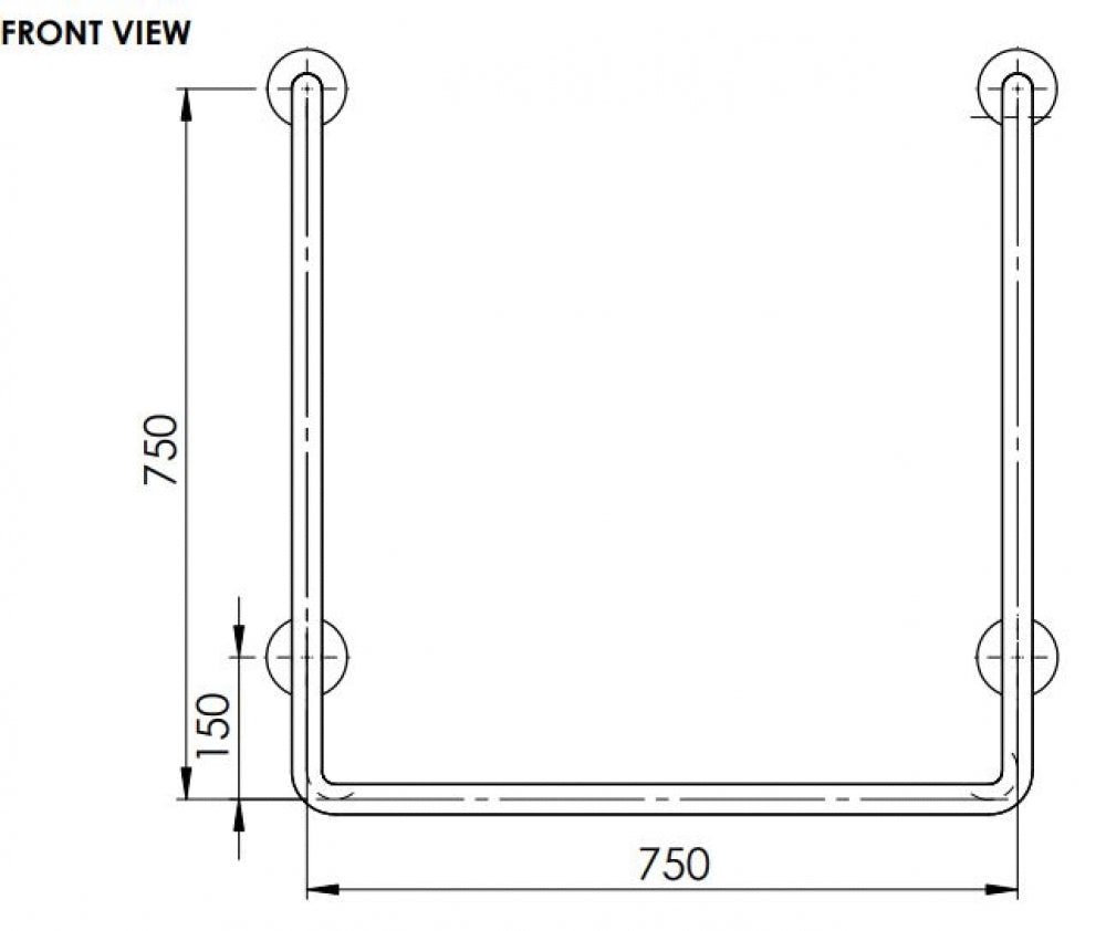 Bradley 832 Shower Grab Rail U Shaped