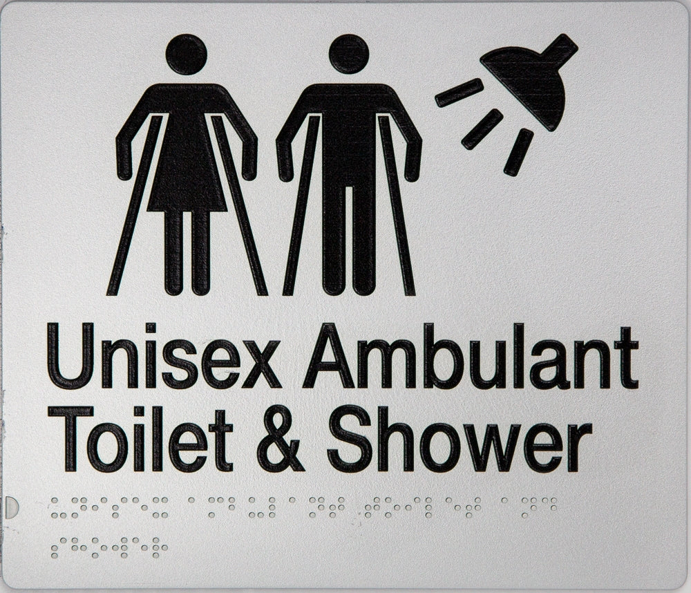 BEST BUY MFATS Unisex Ambulant Toilet and Shower Sign Braille
