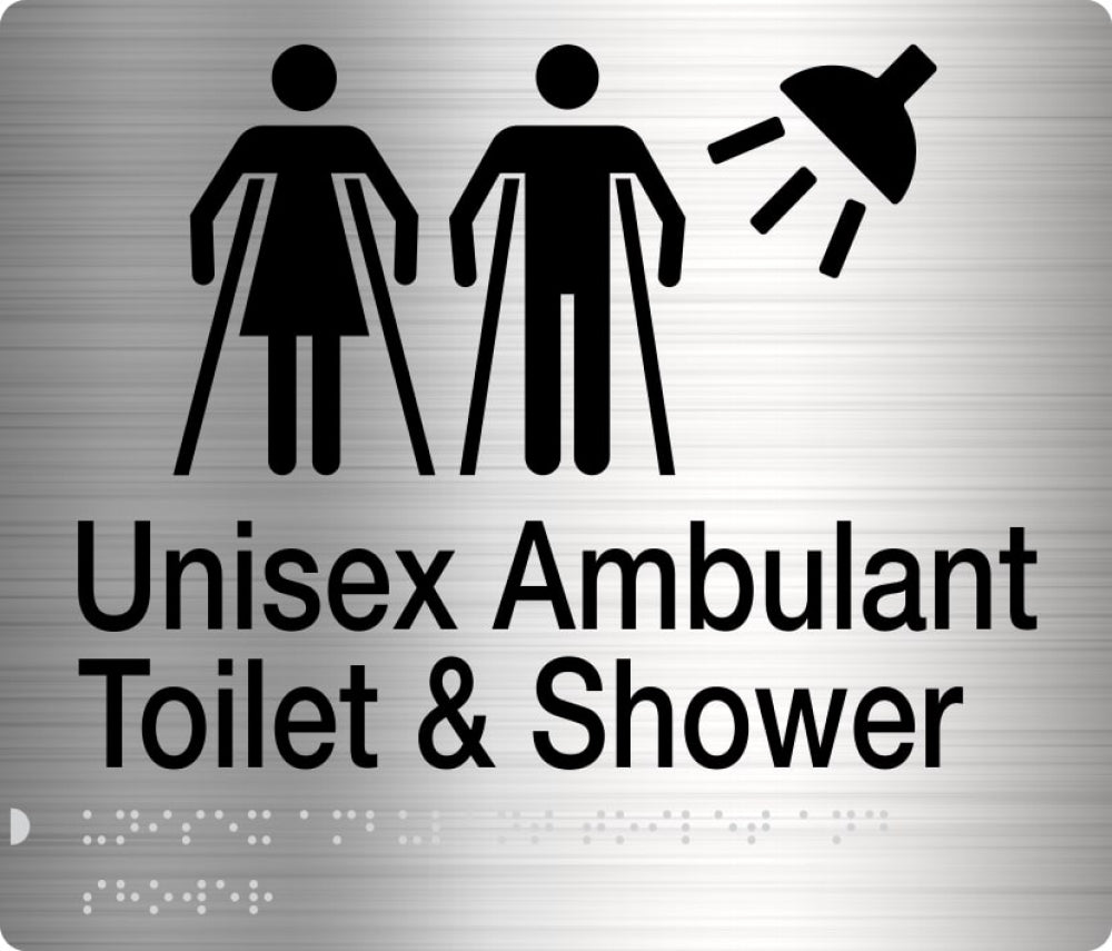 BEST BUY MFATS Unisex Ambulant Toilet and Shower Sign Braille