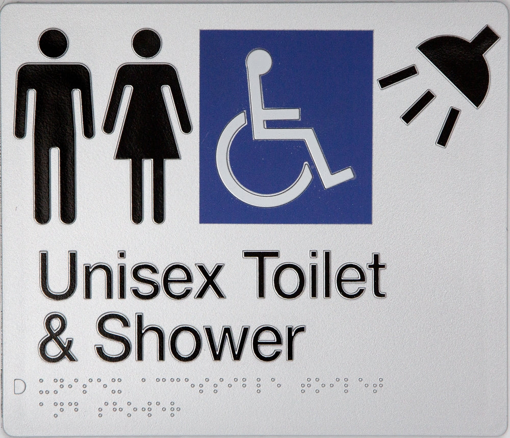 BEST BUY MFDTS Accessible Unisex Toilet and Shower Sign Braille
