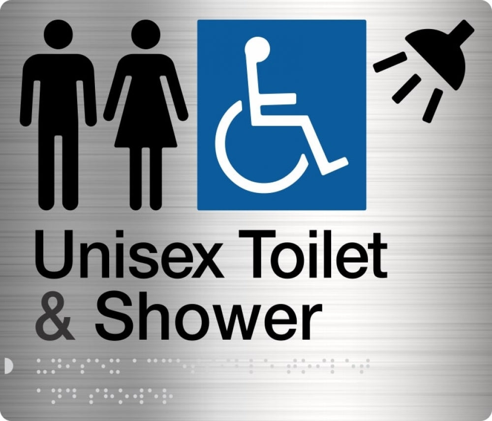 BEST BUY MFDTS Accessible Unisex Toilet and Shower Sign Braille