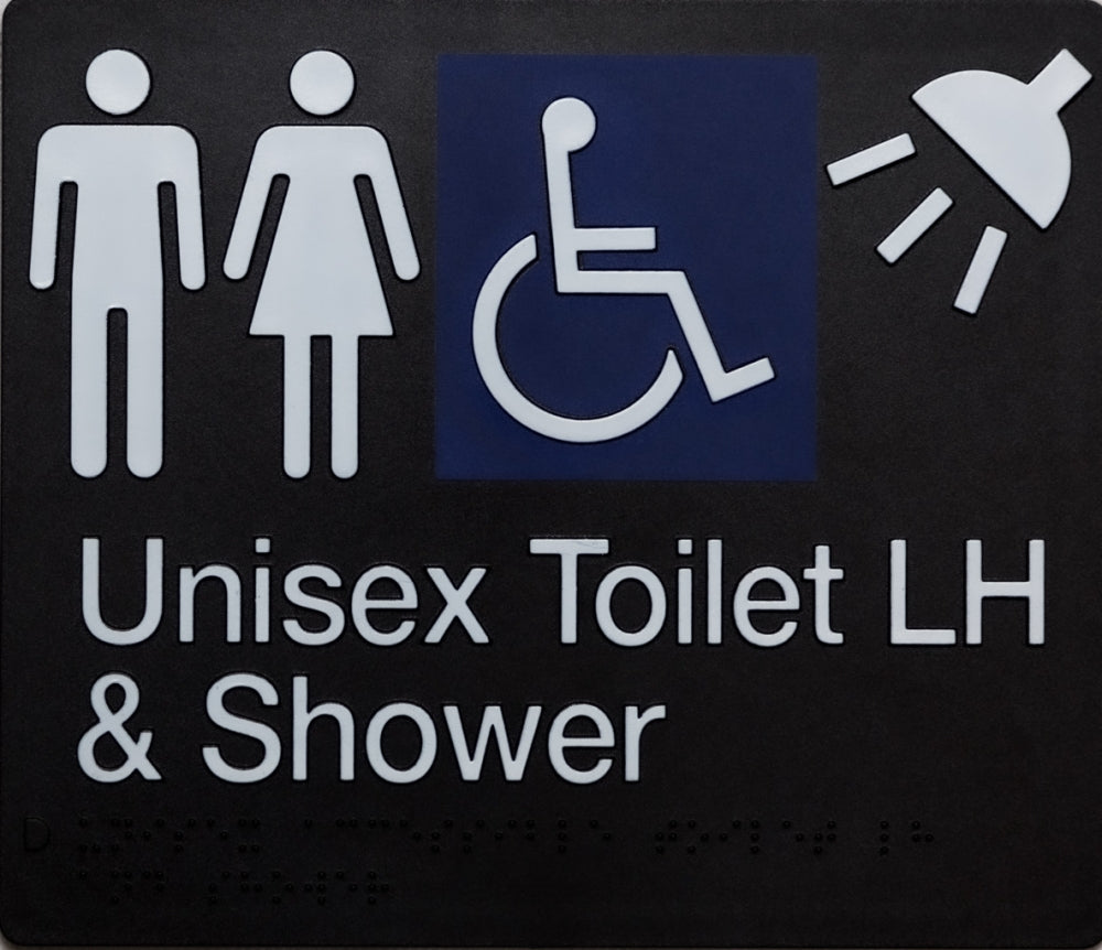 BEST BUY MFDTSLH Unisex Accessible Toilet Left Hand and Shower Sign Braille