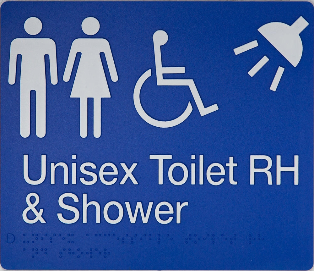BEST BUY MFDTSRH Unisex Accessible Toilet Right Hand and Shower Sign Braille
